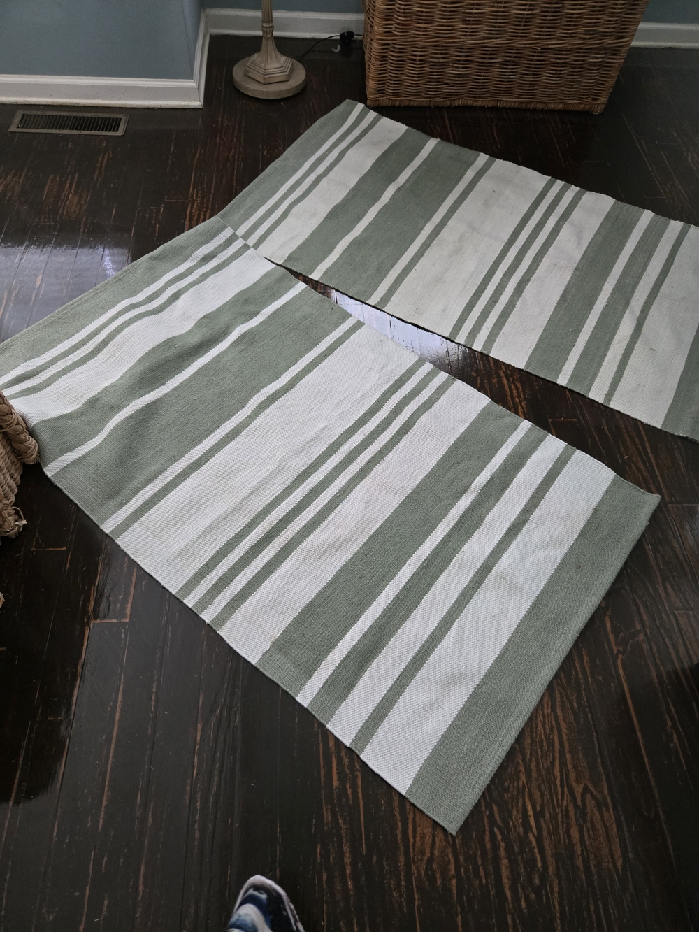2-Grandin Road Sage Green & White Layering Rug 3x5